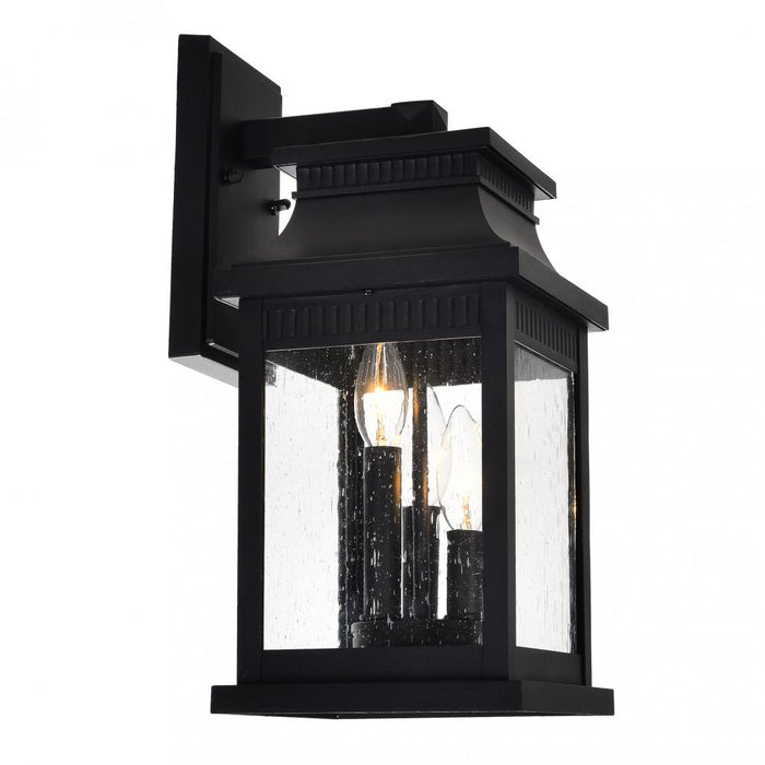 Milford 3 Light Outdoor Black Wall Lantern