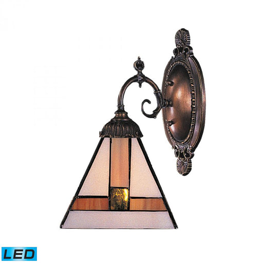 Mix-N-Match 1-Light Wall Lamp in Tiffany Bronze with Tiffany Style Glass - Includes LED Bulb