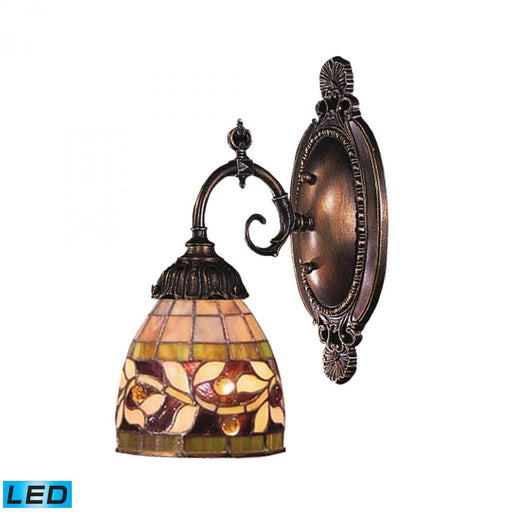 Mix-N-Match 1-Light Wall Lamp in Tiffany Bronze with Tiffany Style Glass - Includes LED Bulb