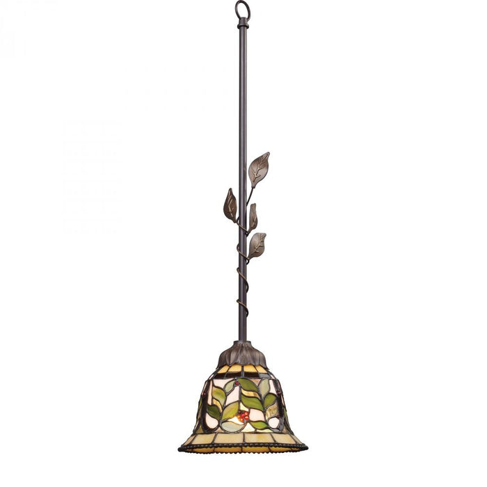 Latham 1-Light Mini Pendant in Tiffany Bronze with Tiffany Style Glass