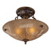 Restoration 3-Light Semi Flush in Golden Bronze with Amber Glass