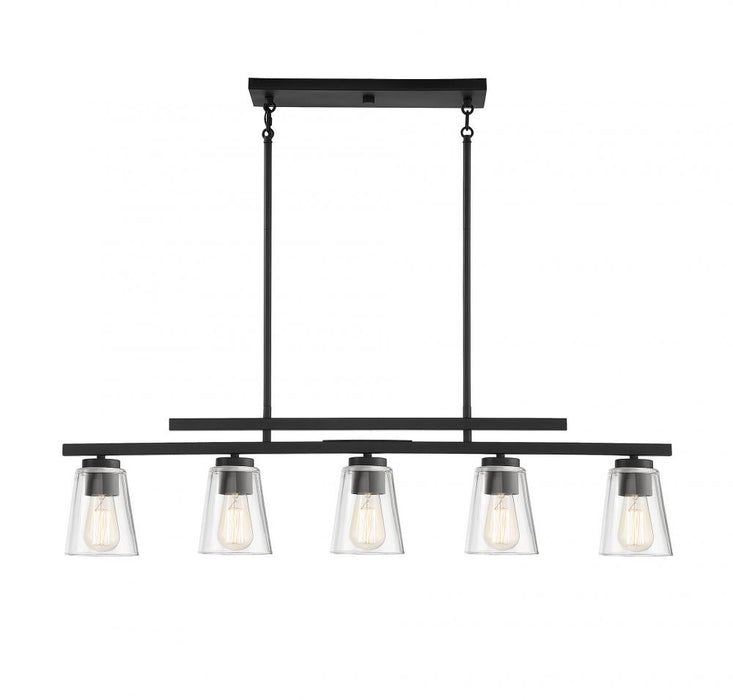 Calhoun 5 Light  Matte Black Linear Chandelier