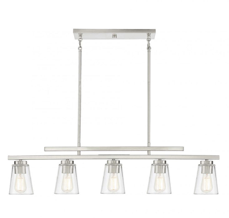 Calhoun 5 Light Satin Nickel Linear Chandelier