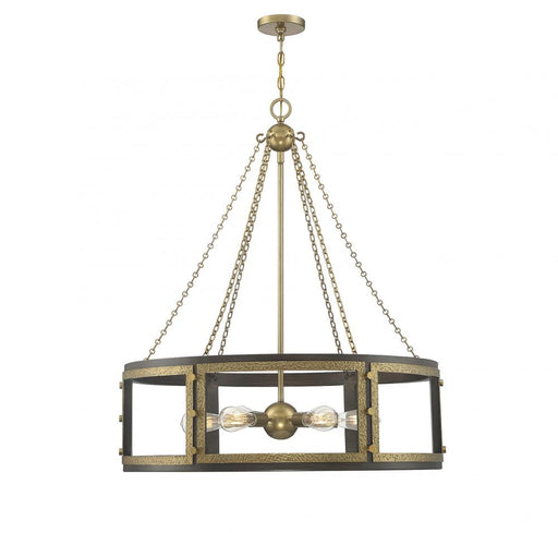 Lakefield 6 Light  Burnished Brass W/ Walnut Pendant