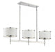 Delphi 3 Light White W/ Polished Nickel Acccents Linear Chandelier