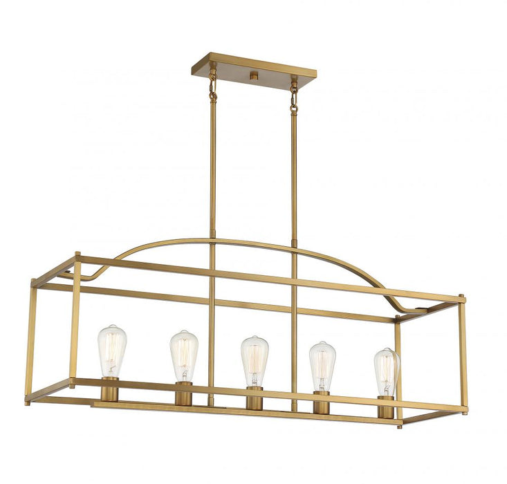 Palladian 5 Light  Warm Brass Linear Chandelier