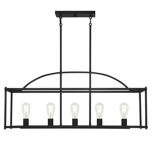 Palladian 5 Light  Matte Black Linear Chandelier