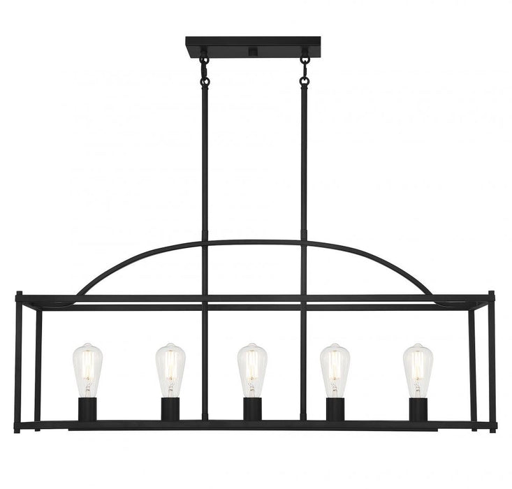 Palladian 5 Light  Matte Black Linear Chandelier