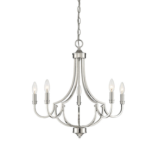 Auburn Polished Nickel 5 Light Chandelier