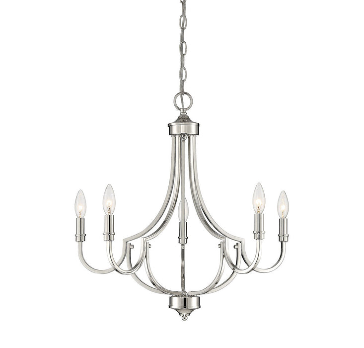 Auburn Polished Nickel 5 Light Chandelier