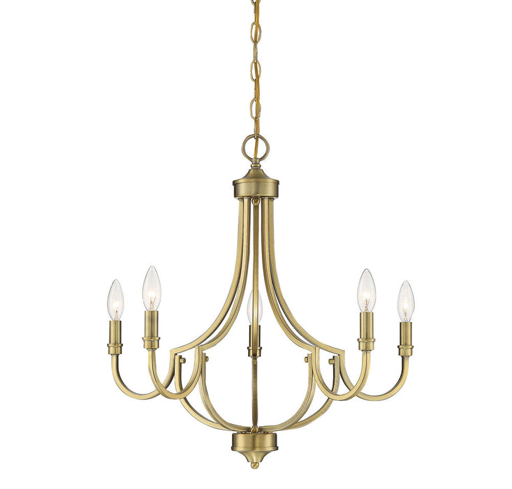 Auburn Warm Brass 5 Light Chandelier