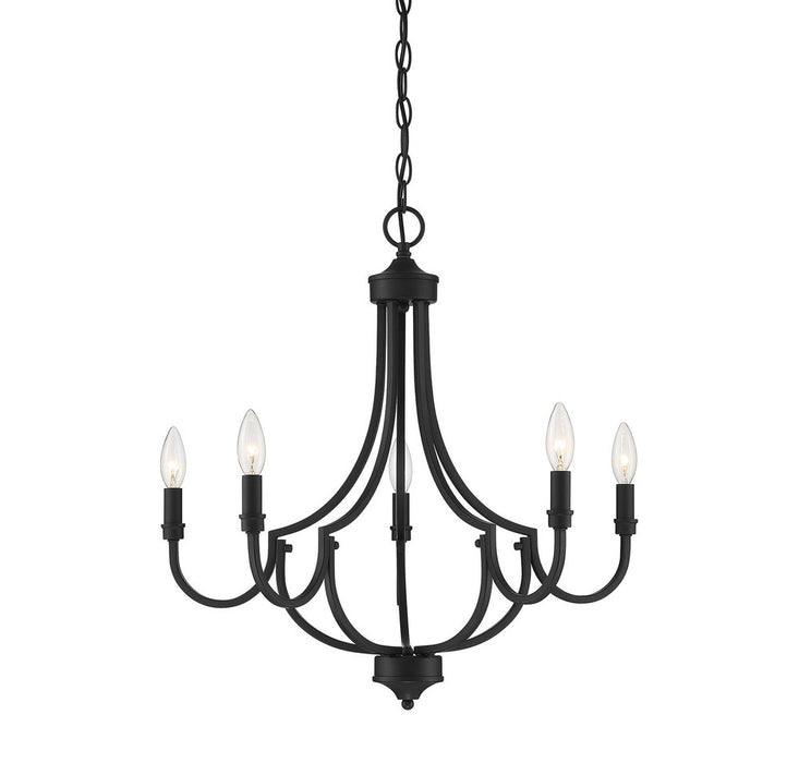 Auburn Matte Black 5 Light Chandelier