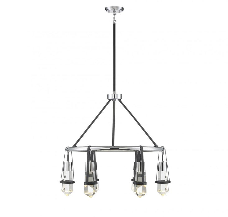 Denali 6 Light Matte Black With Polished Chrome Accents LED Chandelier