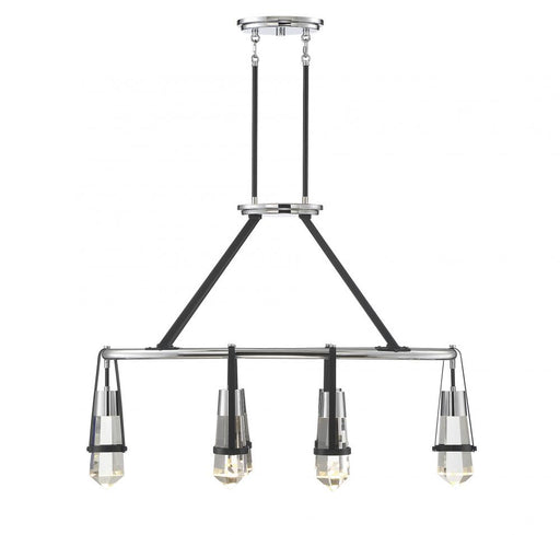 Denali 6 Light Matte Black With Polished Chrome Accents LED Linear Chandelier