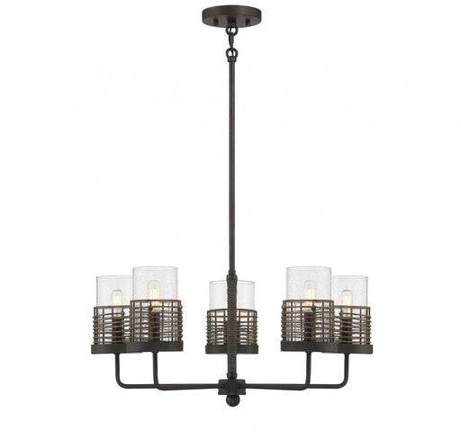 Granada 5 Light  Gunsmoke W/ Gray Rattan Chandelier