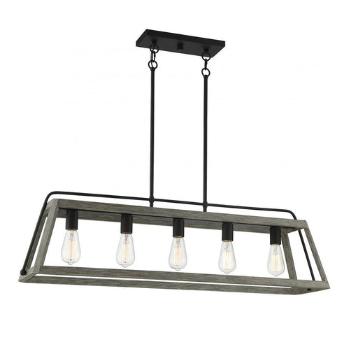 Hasting 5 Light  Noblewood With Iron Linear Chandelier