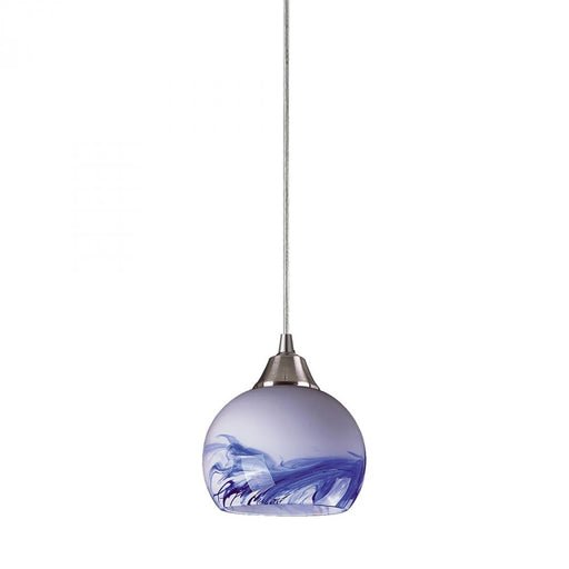 Mela 1-Light Mini Pendant in Satin Nickel with Hand-blown Mountain Glass - Includes LED Bulb