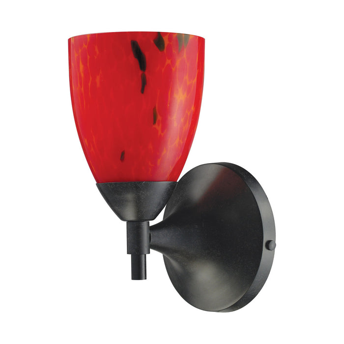 Celina 1-Light Wall Lamp in Dark Rust with Fire Red Glass