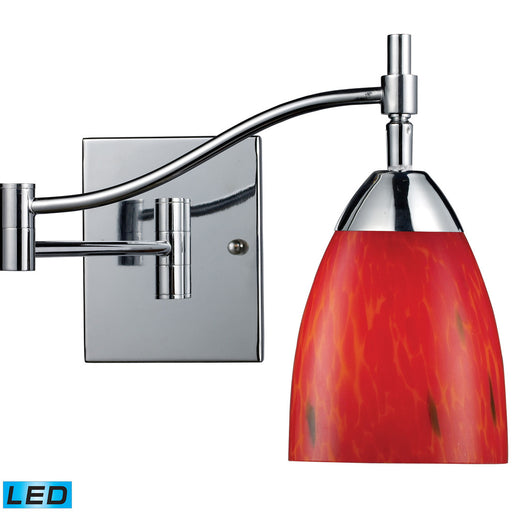 Celina 1-Light Swingarm Wall Lamp in Chrome with Fire Red Glass - Includes LED Bulb