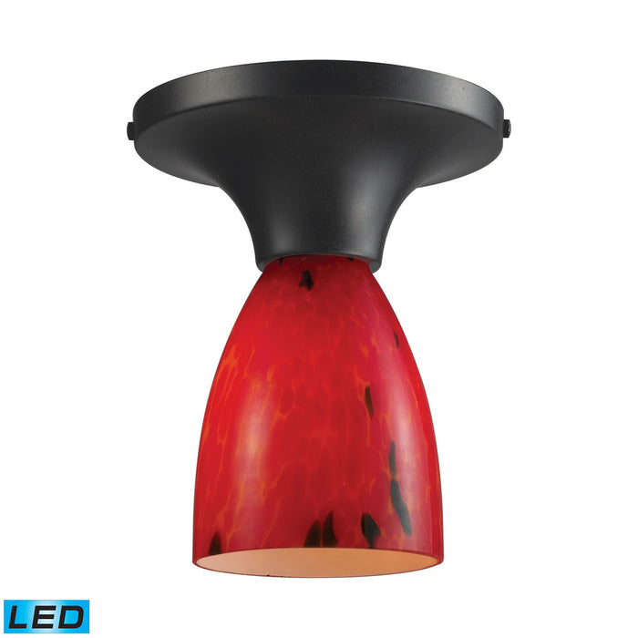 Celina 1-Light Semi Flush in Dark Rust with Fire Red Glass - Includes LED Bulb