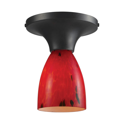 Celina 1-Light Semi Flush in Dark Rust with Fire Red Glass