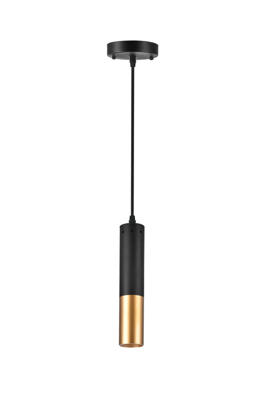 1 Light Down Mini Pendant with Matte Black & Satin Gold finish