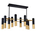 10 Light Down Chandelier with Matte Black & Satin Gold finish