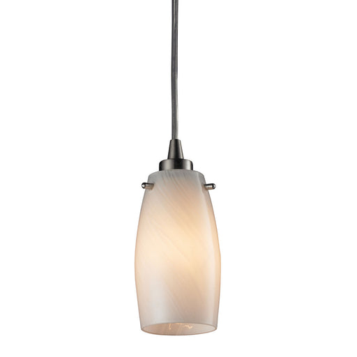 Favelita 1-Light Mini Pendant in Satin Nickel with Hand-blown Coconut Glass