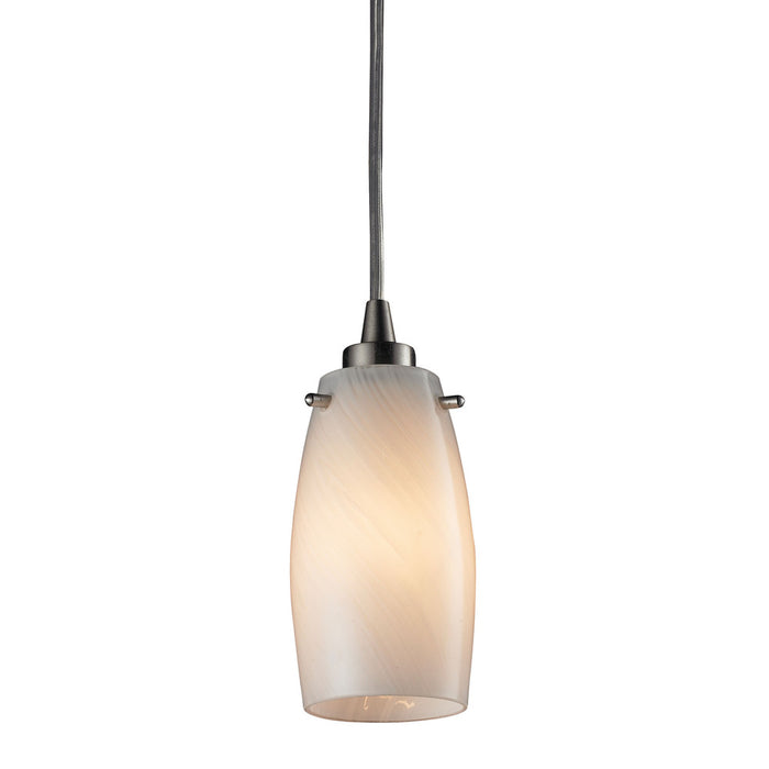 Favelita 1-Light Mini Pendant in Satin Nickel with Hand-blown Coconut Glass - Includes LED Bulb