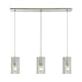 Ice Fragments 3-Light Linear Pendant Fixture in Satin Nickel with Clear Glass