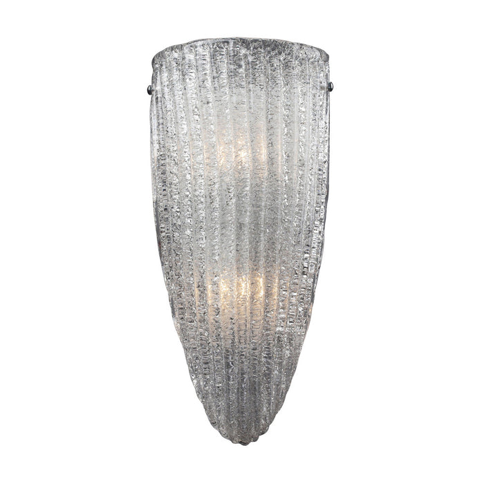 Luminese 2-Light Sconce in Satin Nickel with Textured Clear Glass