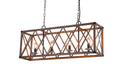 4 Light Chandelier with Wood Grain Brown Finish