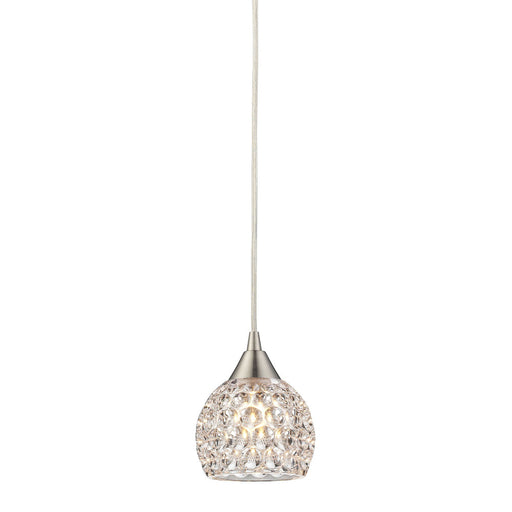 Kersey 1-Light Mini Pendant in Satin Nickel with Clear Crystal