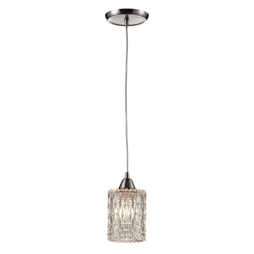 Kersey 1-Light Mini Pendant in Satin Nickel with Clear Crystal