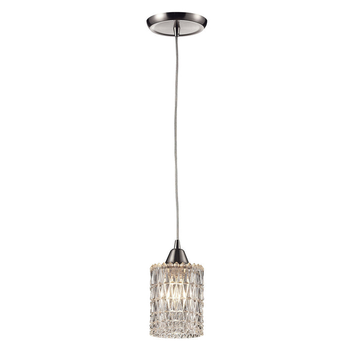 Kersey 1-Light Mini Pendant in Satin Nickel with Clear Crystal