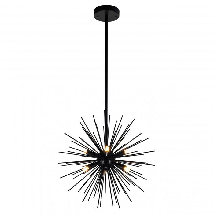 6 Light Chandelier with Black Finish