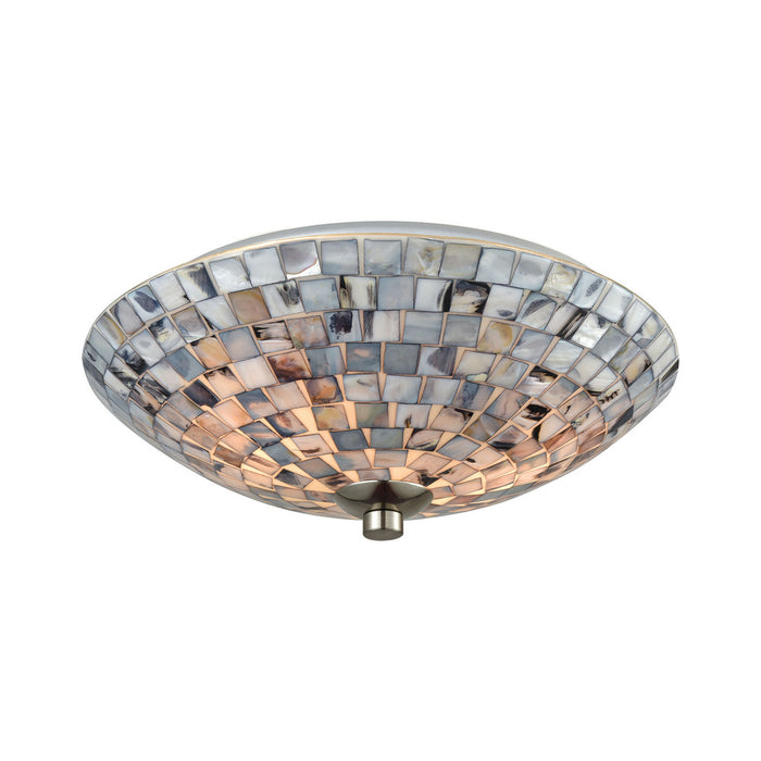 Capri 2-Light Flush Mount in Satin Nickel with Gray Capiz Shells on Glass