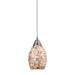 Capri 1-Light Mini Pendant in Satin Nickel with Gray Capiz Shells on Glass