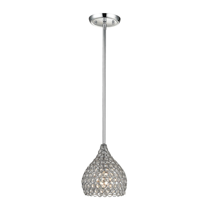 Hammond 1-Light Mini Pendant in Polished Chrome with Amber Teak Glass