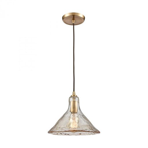 Hand Formed Glass 1-Light Mini Pendant in Satin Brass with Champagne-plated Hand-formed Glass