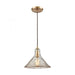 Hand Formed Glass 1-Light Mini Pendant in Satin Brass with Champagne-plated Hand-formed Glass