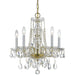 Traditional Crystal 5 Light Hand Cut Crystal Brass Mini Chandelier