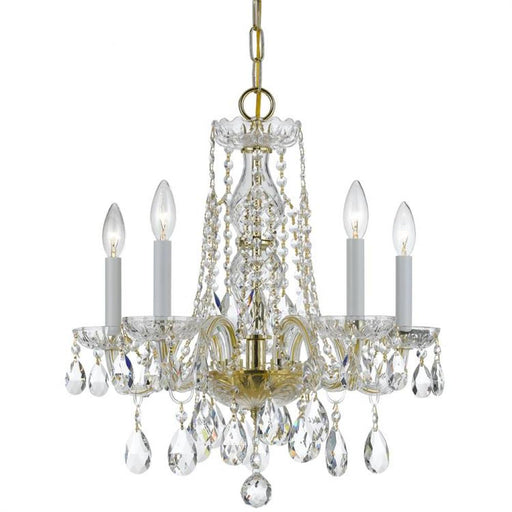 Traditional Crystal 5 Light Spectra Crystal Brass Mini Chandelier