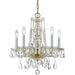 Traditional Crystal 5 Light Swarovski Strass Crystal Polished Brass Mini Chandelier