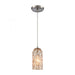 Ansegar 1-Light Mini Pendant in Satin Nickel with Amber-plated Textured Glass