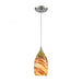 Collanino 1-Light Mini Pendant in Satin Nickel with Lava Swirl Blown Glass