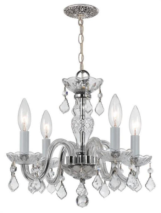 Traditional Crystal 4 Light Clear Italian Crystal Polished Chrome Mini Chandelier