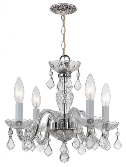 Traditional Crystal 4 Light Hand Cut Crystal Polished Chrome Mini Chandelier