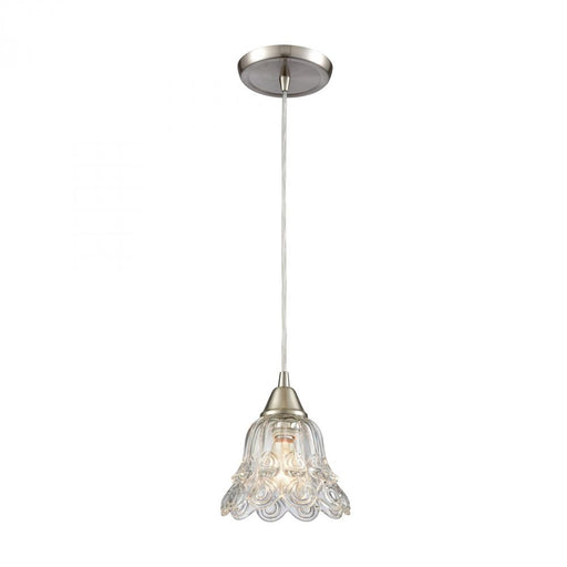 Walton 1-Light Mini Pendant in Satin Nickel with Clear Pressed Glass