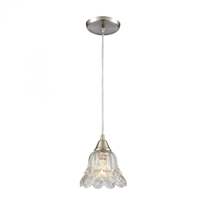 Walton 1-Light Mini Pendant in Satin Nickel with Clear Pressed Glass